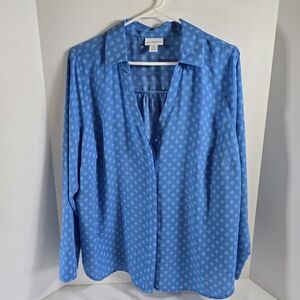 Liz Claiborne Blue Patterned Women's Shirt
